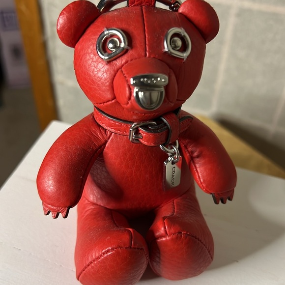 Coach 4”h Red Bear Bag Charm Keychain - Picture 4 of 4